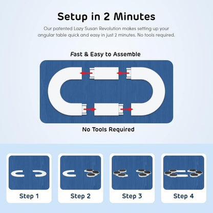 Vassoio Rotante Rettangolare per Tavolo – Girevole Espandibile con Ruote, Superficie Antiscivolo e Resistente al Calore