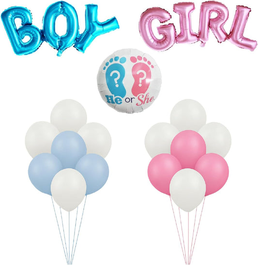 Kit Palloncini Gender Reveal “Boy or Girl” – Decorazioni Baby Shower per Feste a Tema
