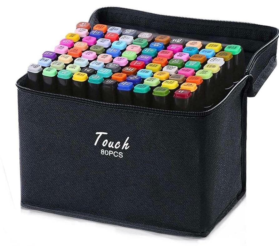 Pennarelli Touch a Doppia Punta 80 Colori – Marker Professionali per Disegno, Manga, Fumetti, Illustrazione
