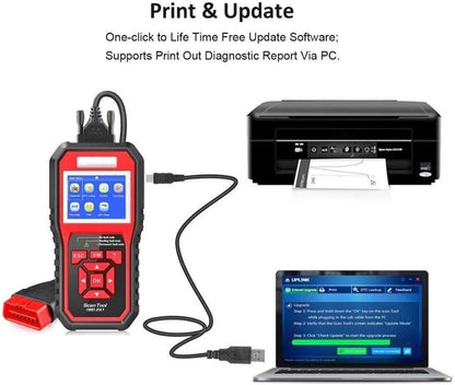 Scanner Diagnostico Auto OBD2 2 in 1 con Display LCD e Funzione Stampa – Multilingua