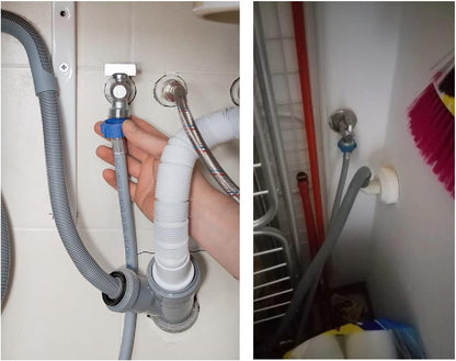 Rubinetto Lavatrice in Ottone con Valvola a Sfera Angolare e Rosetta – Attacco 1/2” Ingresso / 3/4” Uscita – Rubinetto per Carico Acqua Universale – Zenzero