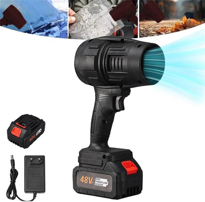 Soffiatore Portatile 48V con 2 Batterie e Caricatore – Mini Blower Potente per Foglie, Auto, Polvere e Lavori Domestici