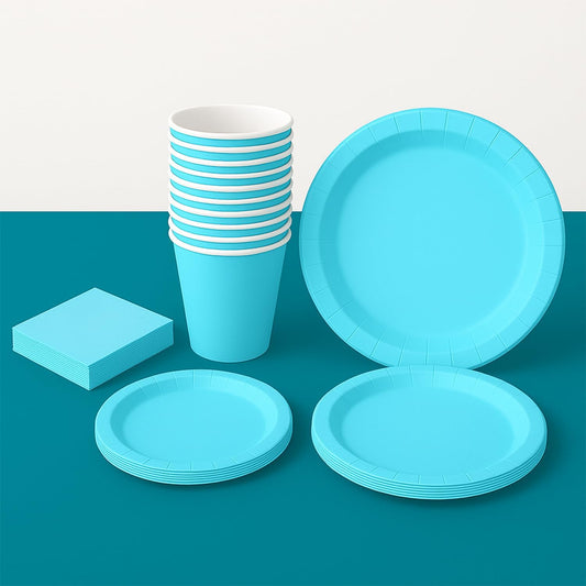 Kit Coordinato Festa Azzurro – 77 Pezzi Eleganti Monouso