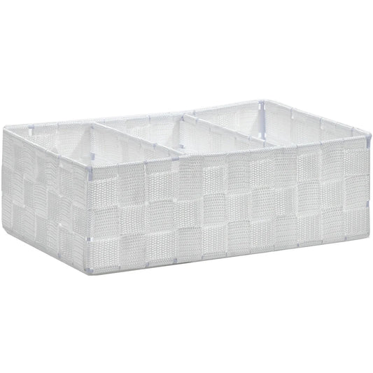 Contenitore Organizer con 3 Scomparti in Polipropilene Bianco – 30x20x10 cm