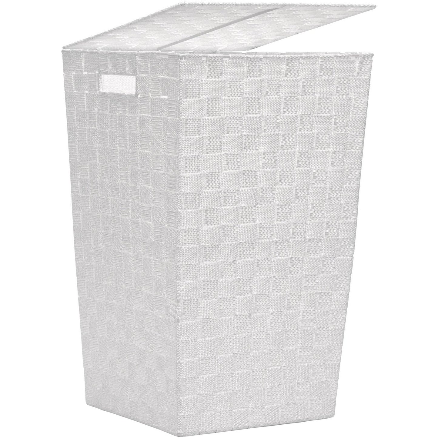 Cesto Portabiancheria Bianco con Coperchio – 53x33x33 cm in Polipropilene Intrecciato