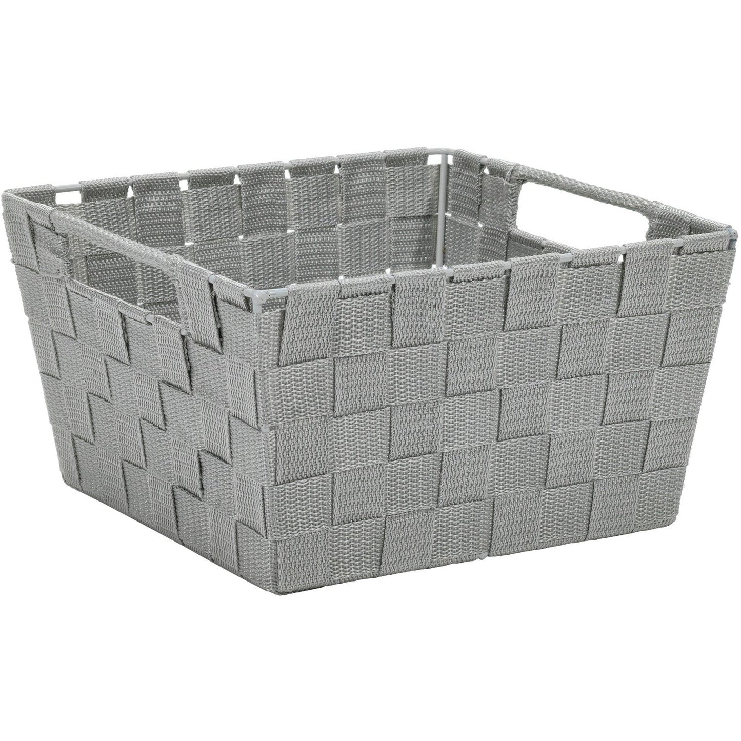 Cestino con Manici in Polipropilene Grigio – 25x25x14 cm, Contenitore Quadrato Multiuso