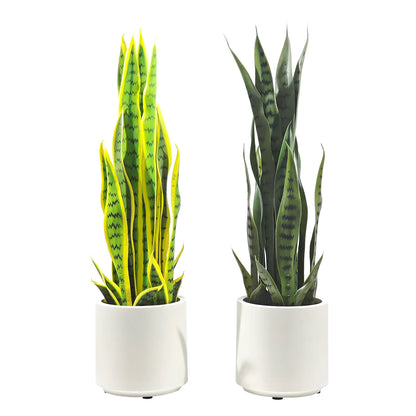 Pianta Artificiale Sanseveria 70 cm con Vaso Bianco – Foglie Realistiche in Polietilene, Design Moderno