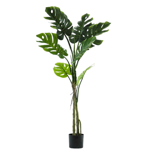 Pianta Artificiale Monstera Deliciosa in Vaso H130 cm – Foglie Realistiche per Arredo Interni
