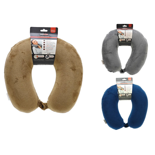 Cuscino da Viaggio Memory Foam 30x30 cm – Grigio, Blu o Beige