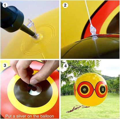Repellente Uccelli a Sfera con Occhi Riflettenti – Pallone Anti Volatili da Appendere per Giardino, Orto, Terrazzo e Balcone – Protezione Naturale Contro Piccioni, Passeri e Parassiti – Set 3, 4 o 5 Pezzi