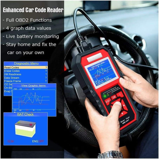Scanner Diagnostico Auto OBD2 2 in 1 con Display LCD e Funzione Stampa – Multilingua