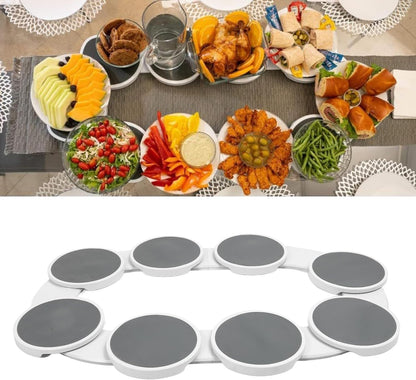 Vassoio Rotante Rettangolare per Tavolo – Girevole Espandibile con Ruote, Superficie Antiscivolo e Resistente al Calore