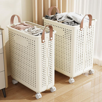 Cesto Portabiancheria Pieghevole con Ruote 45cm – Cesta Lavanderia Salvaspazio con Manici, Design Traspirante, Contenitore Bucato per Casa Bagno Camera