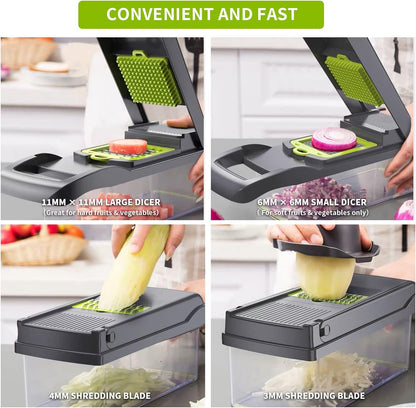 Mandolina 10 in 1 Tagliaverdure con Lame in Acciaio e Filtro