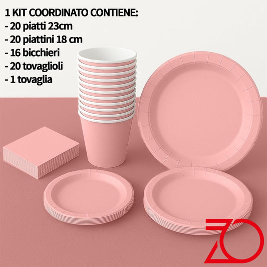 Kit Coordinato Festa Rosa Antico – 77 Pezzi Eleganti per Eventi Chic