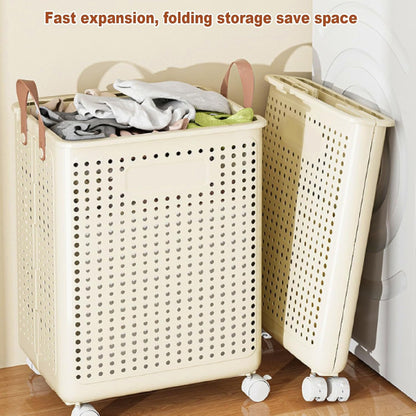 Cesto Portabiancheria Pieghevole con Ruote 45cm – Cesta Lavanderia Salvaspazio con Manici, Design Traspirante, Contenitore Bucato per Casa Bagno Camera