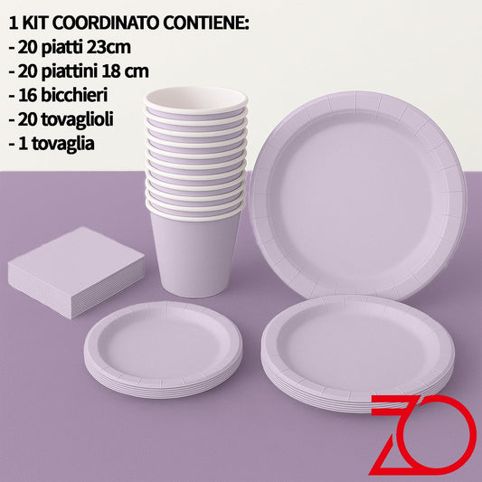 Kit Coordinato Festa Lilla – Set 77 Pezzi Elegante e Delicato
