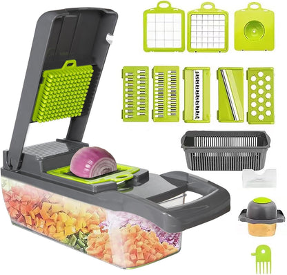 Mandolina 10 in 1 Tagliaverdure con Lame in Acciaio e Filtro