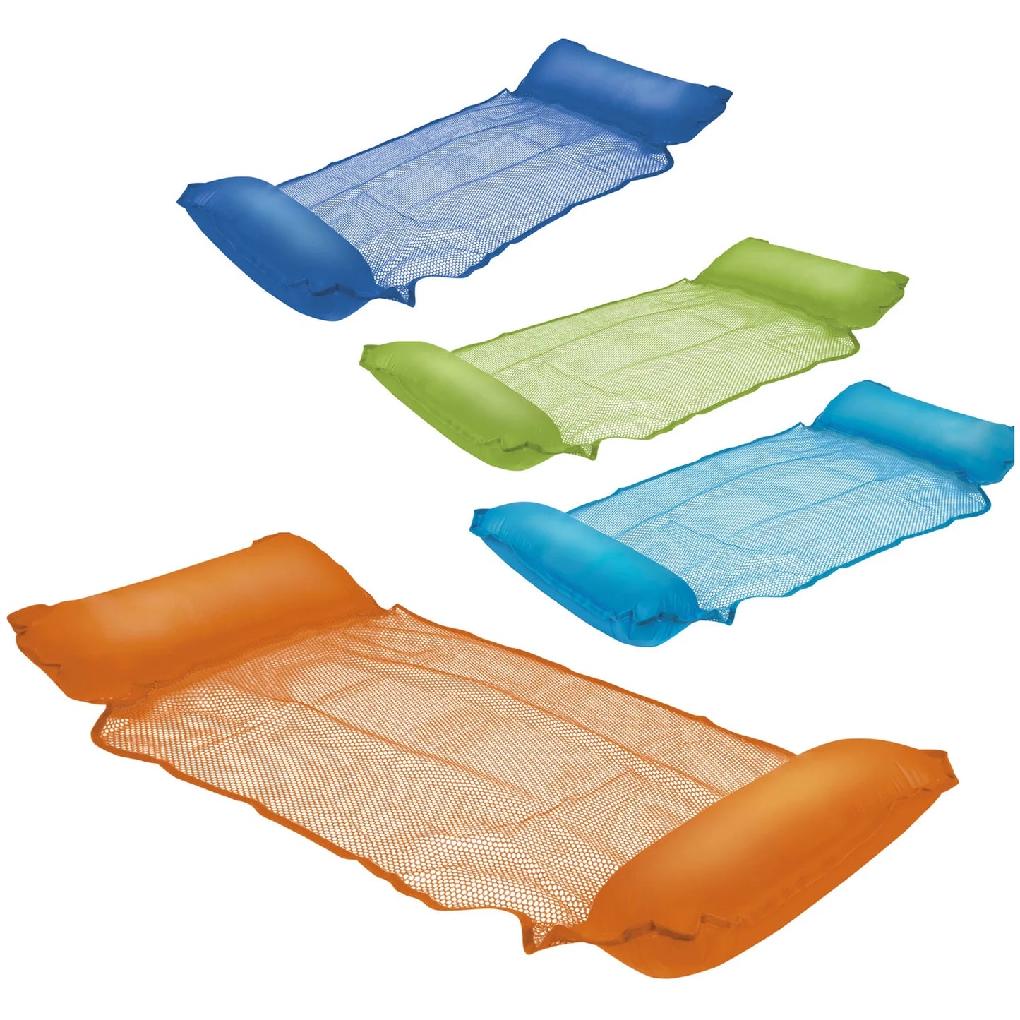 Materassino Amaca Galleggiante Gonfiabile XL – 138x132 cm – Rete in Poliestere – 4 Colori