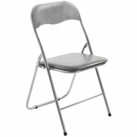 Sedia Pieghevole Grigio/Silver – Struttura in Acciaio e Seduta in PVC – H78 cm