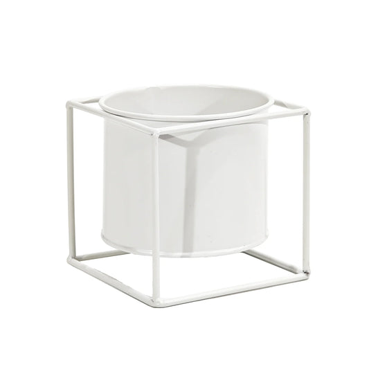 Portavaso in Metallo Bianco 13x13 cm – Design Moderno Minimal