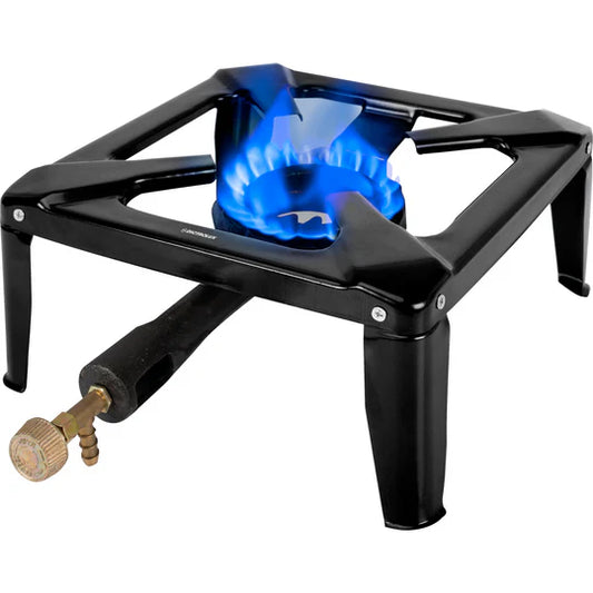 Fornello a Gas da Campeggio 30x30 cm – Bruciatore in Ghisa e Regolatore Ottone