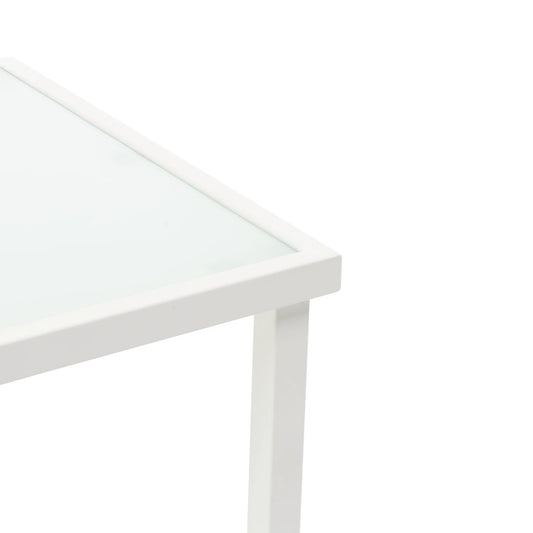 Set da Giardino 4 Pezzi – 2 Poltrone + Panchina + Tavolino con Vetro – Struttura in Metallo Bianco