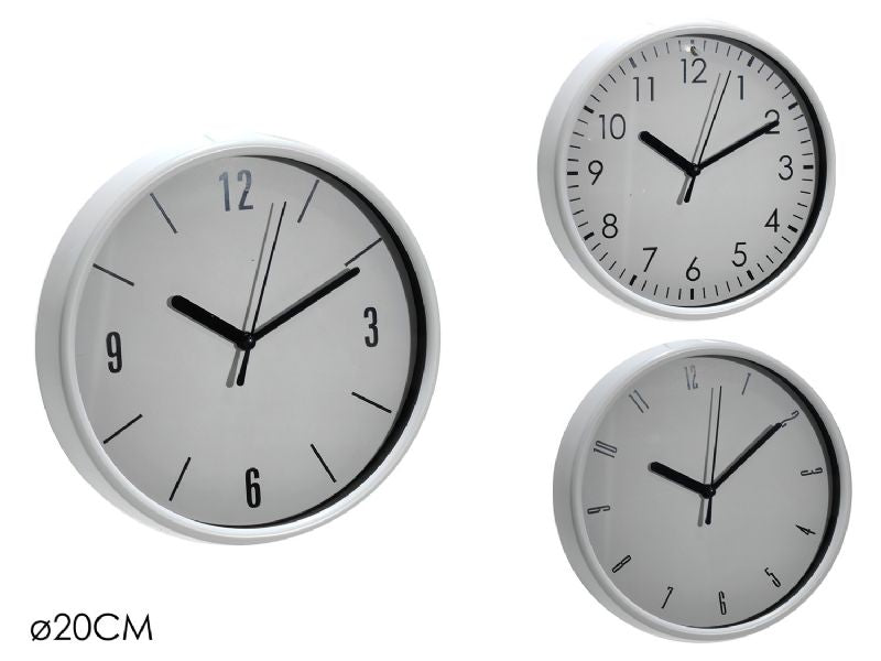 Orologio da Parete Bianco Ø20 cm – Design Assortiti – Silenzioso e Moderno