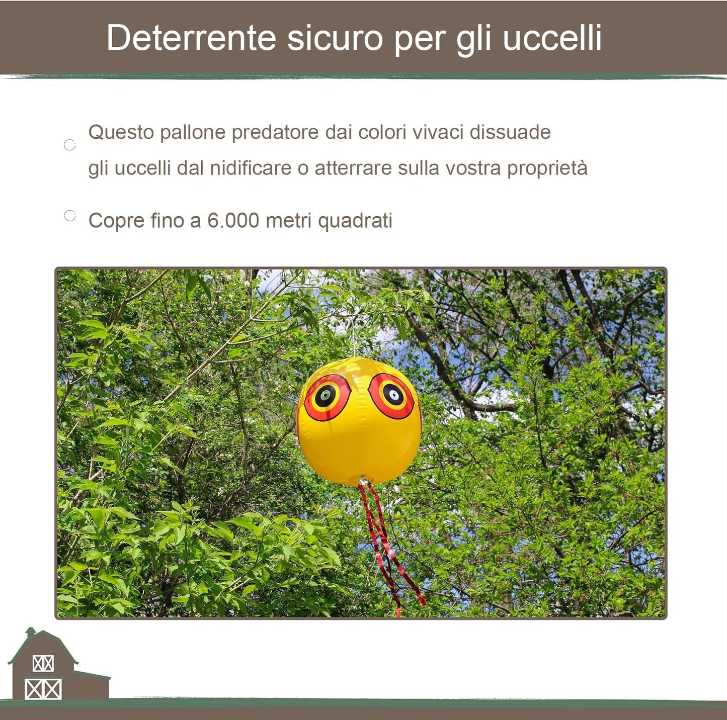 Repellente Uccelli a Sfera con Occhi Riflettenti – Pallone Anti Volatili da Appendere per Giardino, Orto, Terrazzo e Balcone – Protezione Naturale Contro Piccioni, Passeri e Parassiti – Set 3, 4 o 5 Pezzi