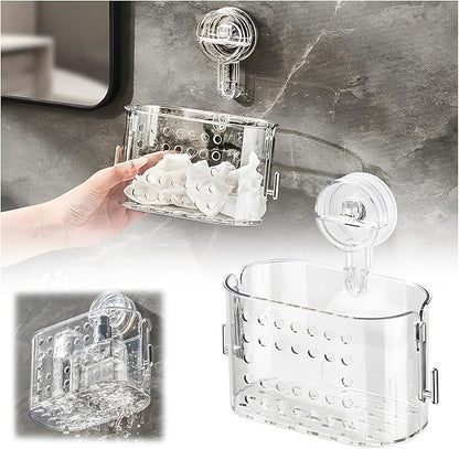 Set 2 Mensole Bagno con Ventosa – Piccola e Grande, Trasparenti