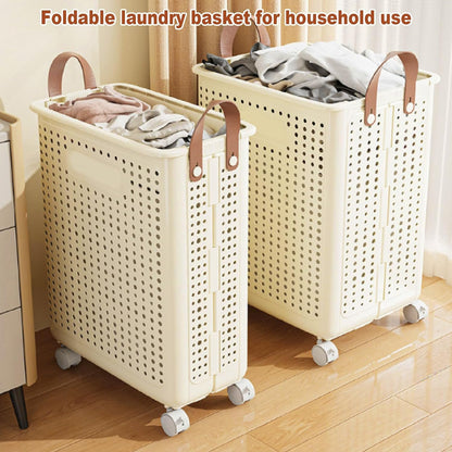 Cesto Portabiancheria Pieghevole con Ruote 45cm – Cesta Lavanderia Salvaspazio con Manici, Design Traspirante, Contenitore Bucato per Casa Bagno Camera