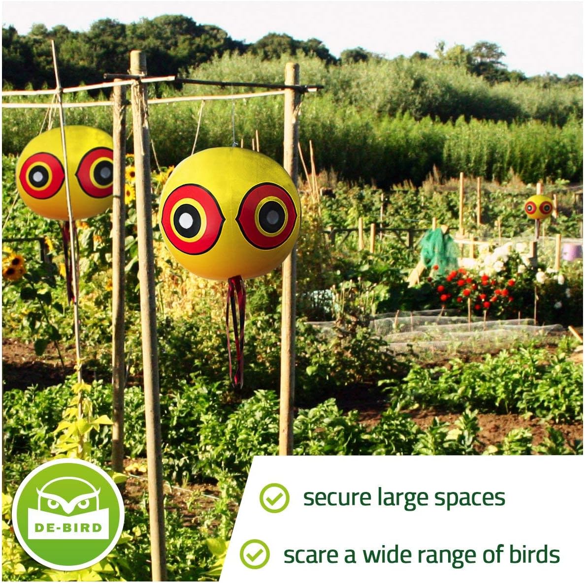 Repellente Uccelli a Sfera con Occhi Riflettenti – Pallone Anti Volatili da Appendere per Giardino, Orto, Terrazzo e Balcone – Protezione Naturale Contro Piccioni, Passeri e Parassiti – Set 3, 4 o 5 Pezzi