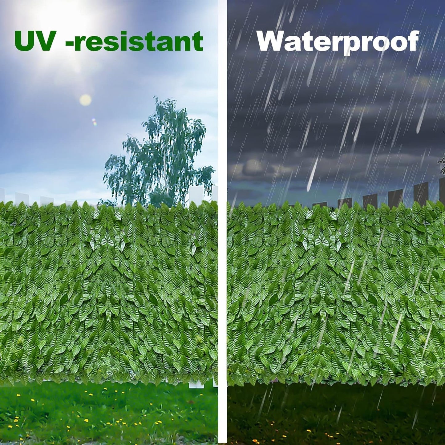 Artificiale Sempreverde 3x1 m Verde Scuro e Verde Chiaro – Pannello Foglie Finte per Recinzione, Balcone e Giardino – Schermo Privacy UV Resistente e Impermeabile – Rete Decorativa Esterno
