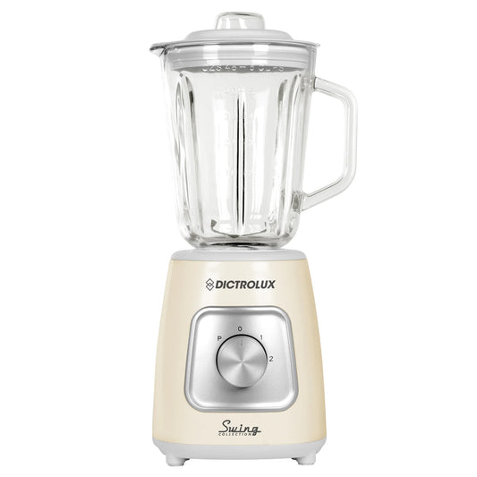 Frullatore 1000W con Caraffa in Vetro 1.5L – 2 Velocità e Pulse, Design Vintage Crema