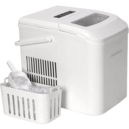 Macchina per il Ghiaccio 10 Kg/24h – 2 Misure Cubetti, Autopulente, Bianco