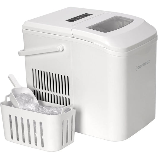Macchina per il Ghiaccio 10 Kg/24h – 2 Misure Cubetti, Autopulente, Bianco
