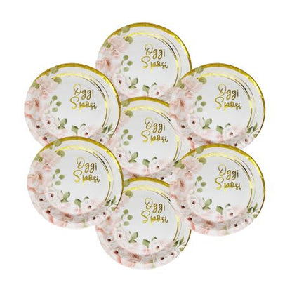 Piatti per FESTA Matrimonio Oggi Sposi Rosa e Oro in Carta Monouso - dimensioni 18cm e 23cm)