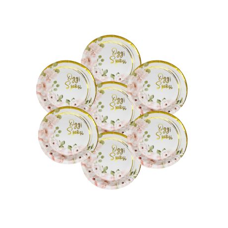 Piatti per FESTA Matrimonio Oggi Sposi Rosa e Oro in Carta Monouso - dimensioni 18cm e 23cm)