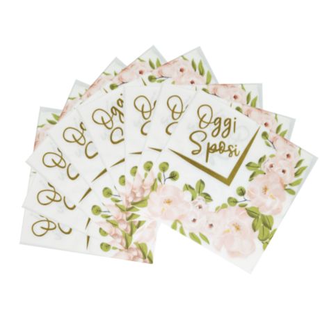 TOVAGLIOLI per FESTA Matrimonio Oggi Sposi Rosa e Oro in Carta Monouso - Pezzi 20