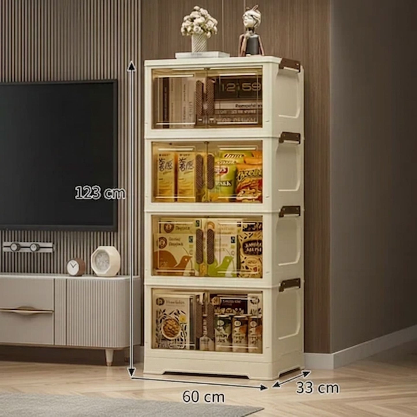 Armadio in Plastica Richiudibile Multiuso – Mobile Salvaspazio con Ripiani – 123×60×33 cm o 152×60×33 cm