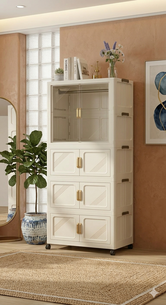 Armadio Pieghevole con Ruote Salvaspazio 172 cm – Guardaroba Mobile Compatto con Ante