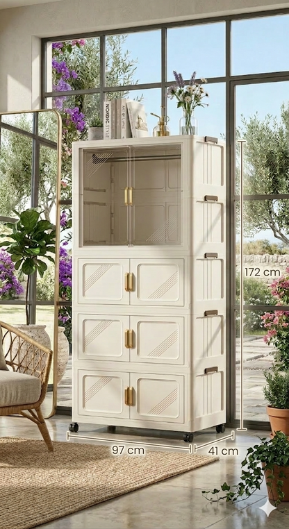 Armadio Pieghevole con Ruote Salvaspazio 172 cm – Guardaroba Mobile Compatto con Ante