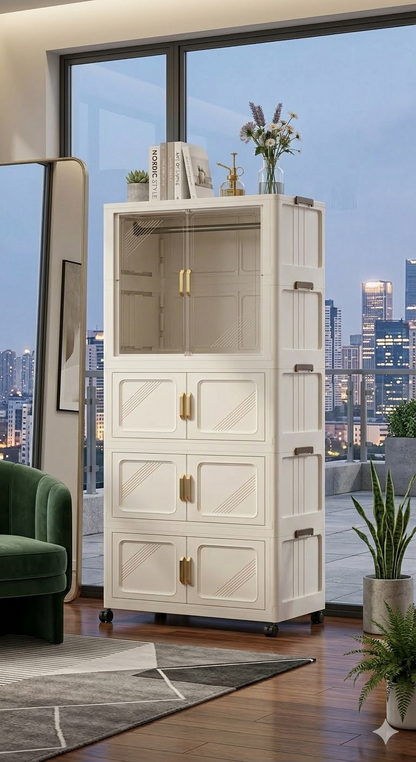 Armadio Pieghevole con Ruote Salvaspazio 172 cm – Guardaroba Mobile Compatto con Ante