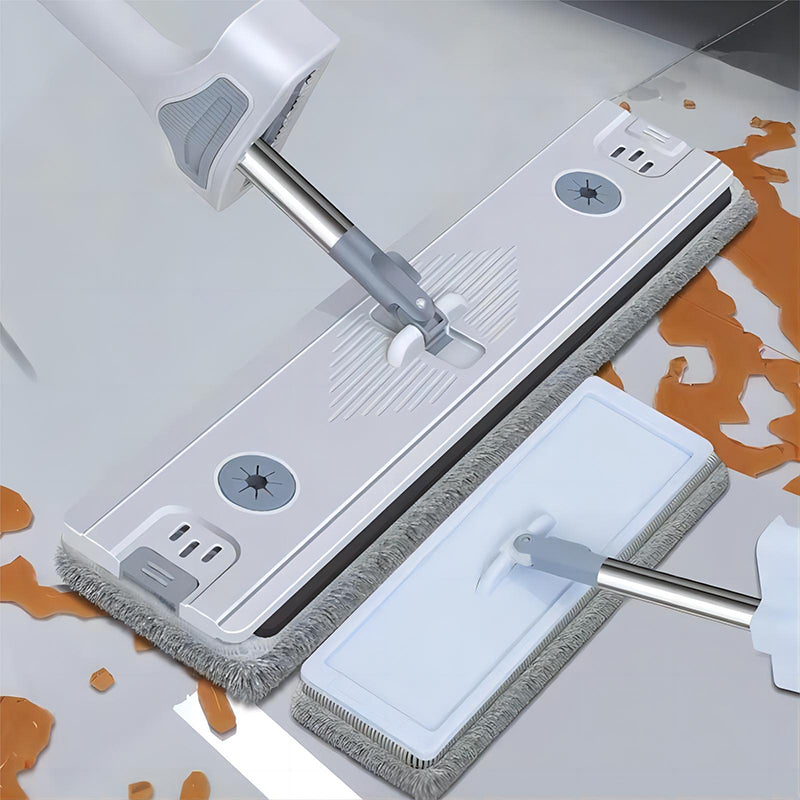 Mocio Piatto Rotante con 2 Panni in Microfibra – Mop Lavapavimenti 360° per Casa, Cucina e Bagno