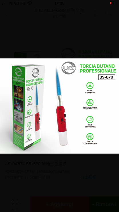 Torcia Butano Professionale BS-870 Ricaricabile – Fiamma Regolabile per Cucina, Barbecue e Lavori Tecnici