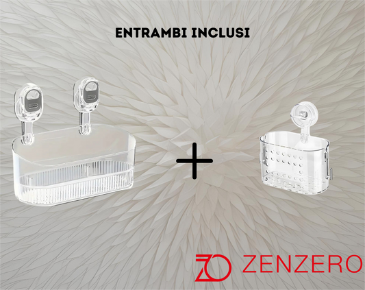 Set of 2 Bathroom Shelves with Suction Cup - Small and Large, Transparent