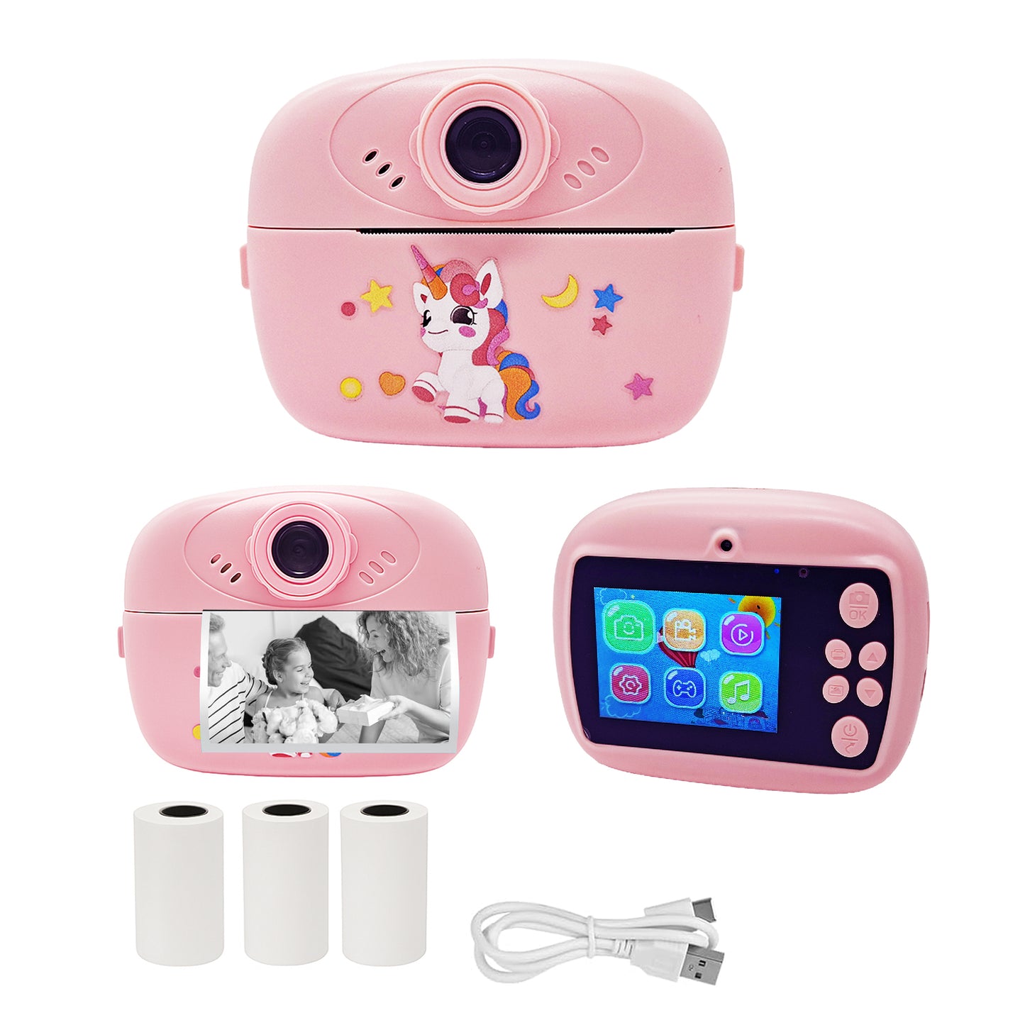 Macchina Fotografica Istantanea per Bambini con Stampa Termica – Schermo LCD, Giochi, MP3, Video HD 1080p – 32GB Inclusa