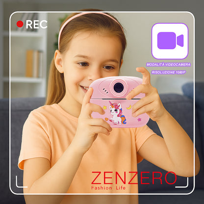 Macchina Fotografica Istantanea per Bambini con Stampa Termica – Schermo LCD, Giochi, MP3, Video HD 1080p – 32GB Inclusa