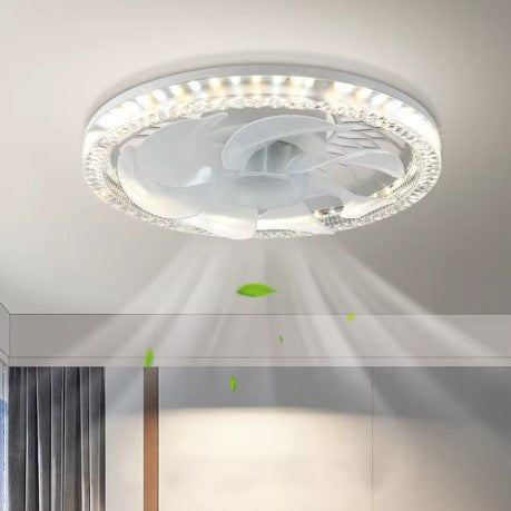 Ventilatore da Soffitto LED 48W con Attacco E27 – Luce Dimmerabile, Telecomando, 4 Velocità, Aromaterapia, Silenzioso – Diametro 30 cm