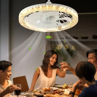 Ventilatore da Soffitto LED 48W con Attacco E27 – Luce Dimmerabile, Telecomando, 4 Velocità, Aromaterapia, Silenzioso – Diametro 30 cm